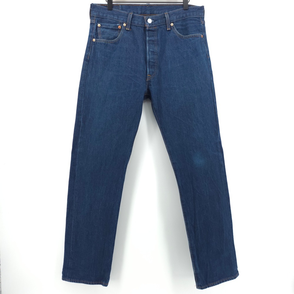 Levi's Mens Jeans 501 Original Fit 35x34 Dark Wash Blue Straight‎ Leg Denim